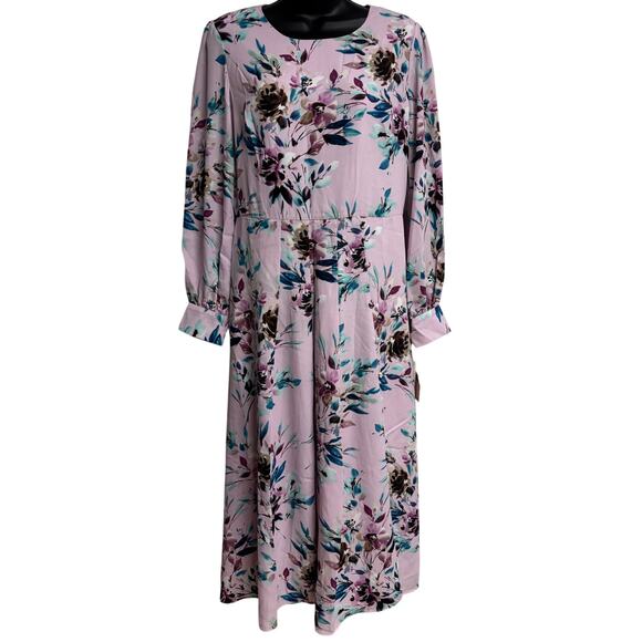 Nanette Lepore Dresses & Skirts - Nannette Lepore Women Dress 8 Fit Flare Midi Long Sleeve Sugar Plum Lined New